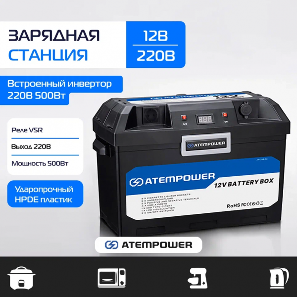 Зарядная станция с инвертором ATEMPOWER BATTERY BOX INVERTER 500W/ AP12BB-AC