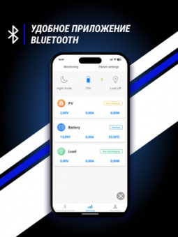 MPPT 15А Bluetooth Контроллер для солнечной панели NORDTEQ MPPT 15-75 для кемперов